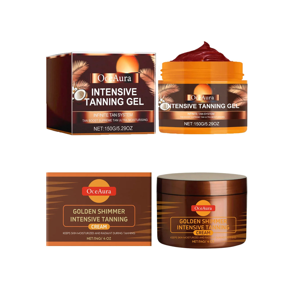 Intensive Tanning Gel & Cream Set Accelerator Bronzing Dark Skin Long Lasting Moisturizing Face Body Sunless Self Tanning Cream Oasis Select