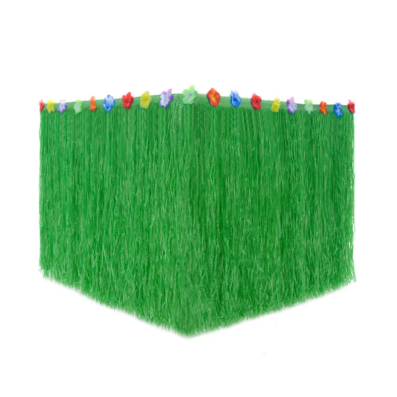 100X60CM Tropical Luau Grass Table Skirt Luau Party Tiki Hawaii Theme Summer Beach Birthday Party Decor Outdoor Hanging Ornament Oasis Select Green