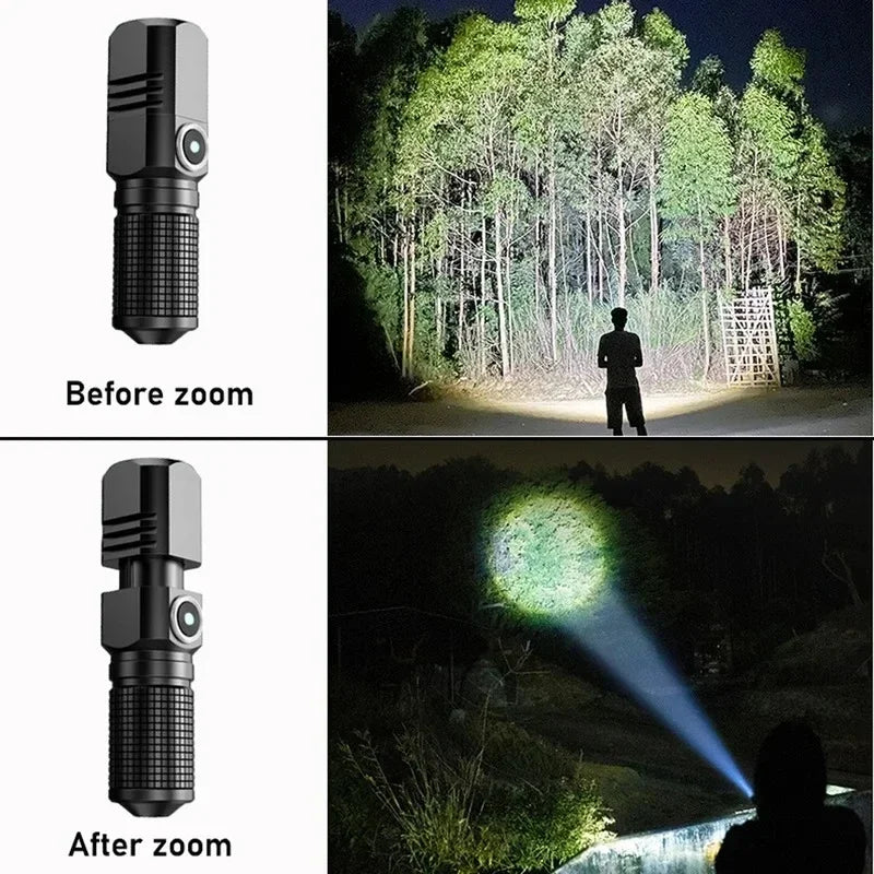 Super Bright Mini LED Flashlight USB Rechargeable Zoom Tactical Flashlight 3 Lighting Mode Outdoor Camping Fishing Torch Oasis Select