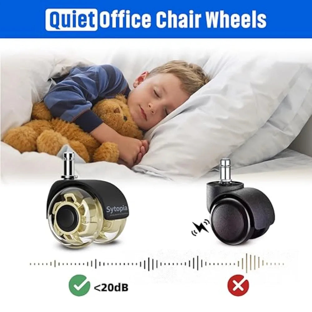 5PCS Universal Mute Wheel Office Chair Caster Swivel Rubber Soft Safe Rollers Furniture Hardware Chair Wheels for Desk Office Oasis Select 2.5inch 5pcs