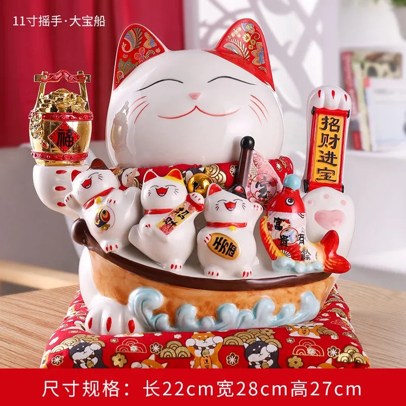 11-inch Lucky Cat Shaking Hand Ornaments Large Electric Cashier Home