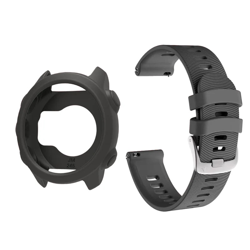 Garmin Forerunner 245 Silicone Case & 20mm Band Combo Watch Band & Case Oasis Select Grey