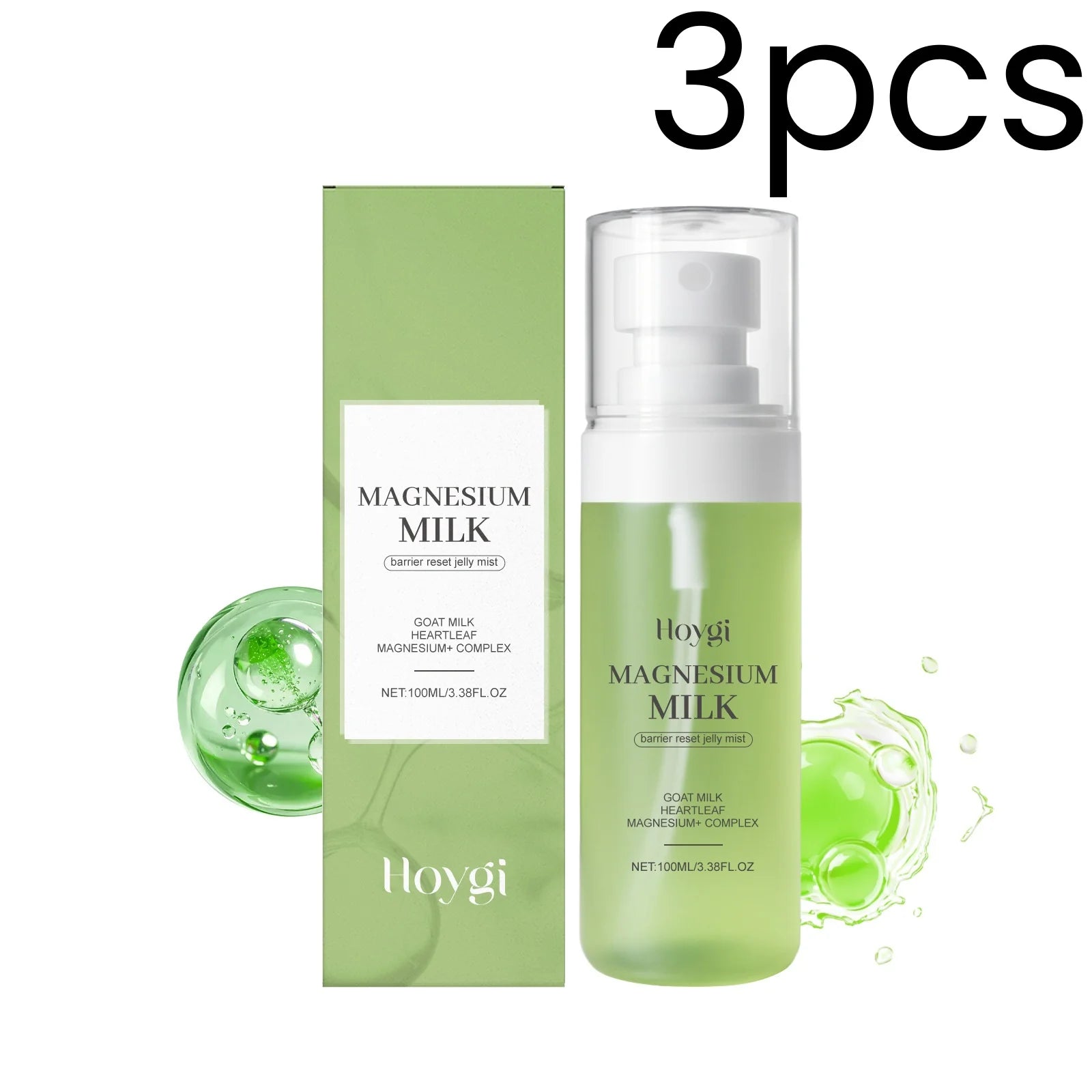 Hoygi Magnesium Milk Mist for Sensitive Skin Soothing Calming Long Lasting Moisturizing Skin Refreshing Facial Toner Spray 100ml Oasis Select 3pcs