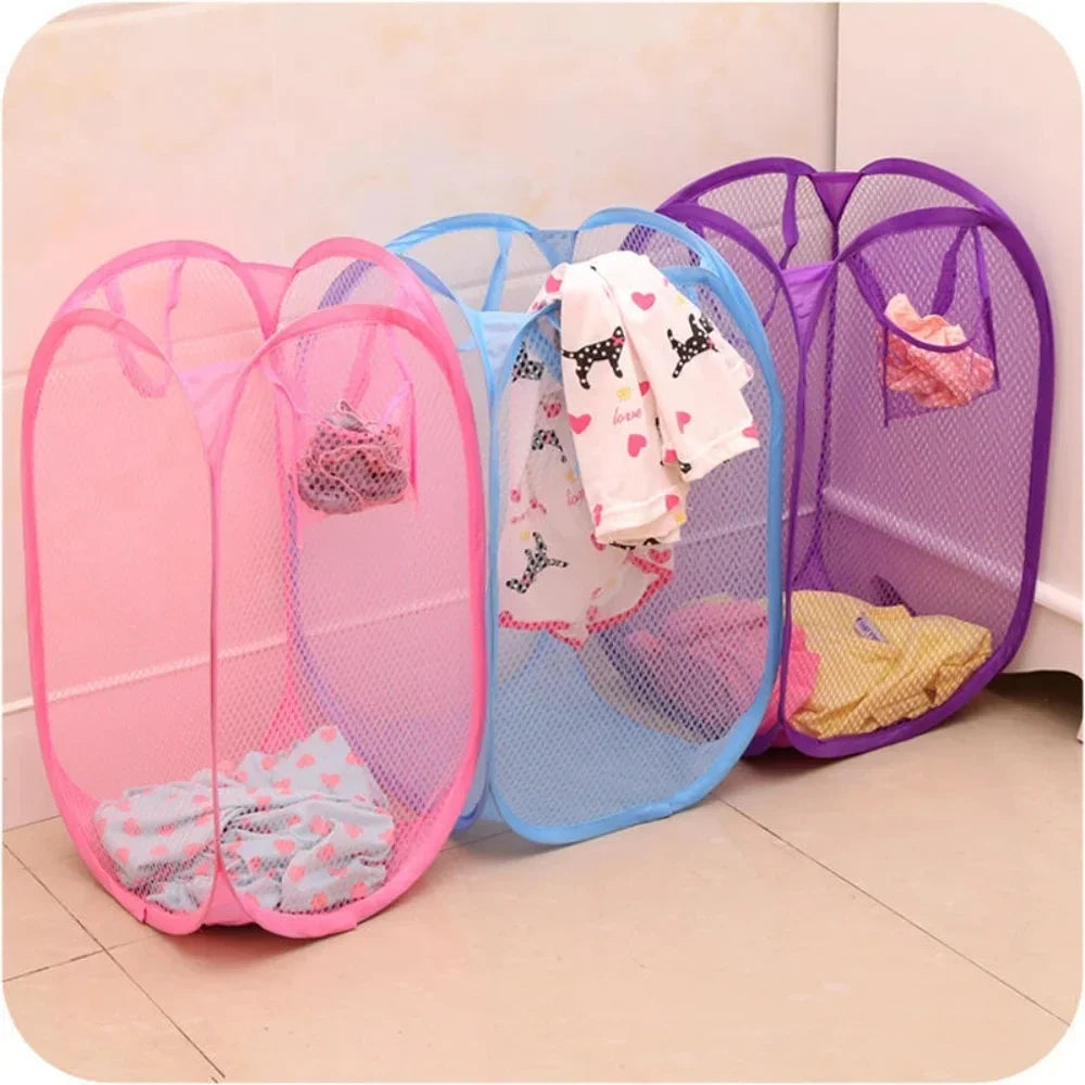 Folding Household Laundry Storage Basket Mesh Dirty Clothes Storage BasketToy Storage Bag Household Storage Bucket Oasis Select