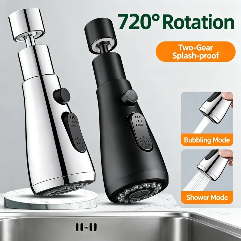 2 In 1 Kitchen Faucet Extender Universal 720° Rotate Pull Out Kitchen Tap Multi-mode Strong Flushing Booster Kitchen Accessories Oasis Select