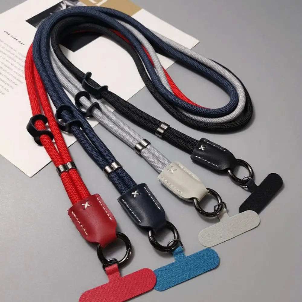 New Nylon Diagonal Mobile Phone Rope Pu Leather Head Braided Long Anti-drop Mobile Phone Rope Clip Mobile Phone Case Rope Oasis Select