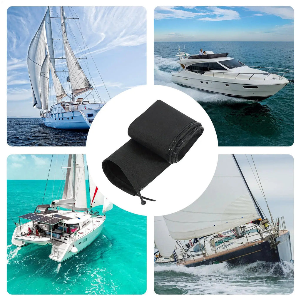 48 Inch Outboard Rigging Sleeve Zippered Wire Wrap Black Trolling Motor Wire Protector for Boat Marine Outboard Fishing Gear Oasis Select