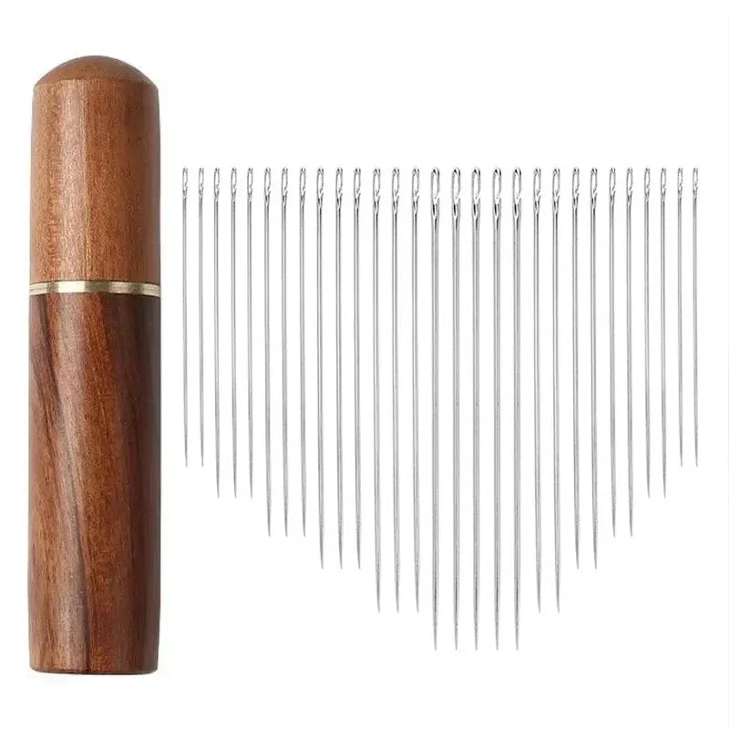 1/25/30Pcs Side Hole Blind Sewing Needles Stainless Steel Elderly Needles Hand Sewing Stitching Pin DIY Home SelfThreadingNeedle Oasis Select A with case (30pcs)