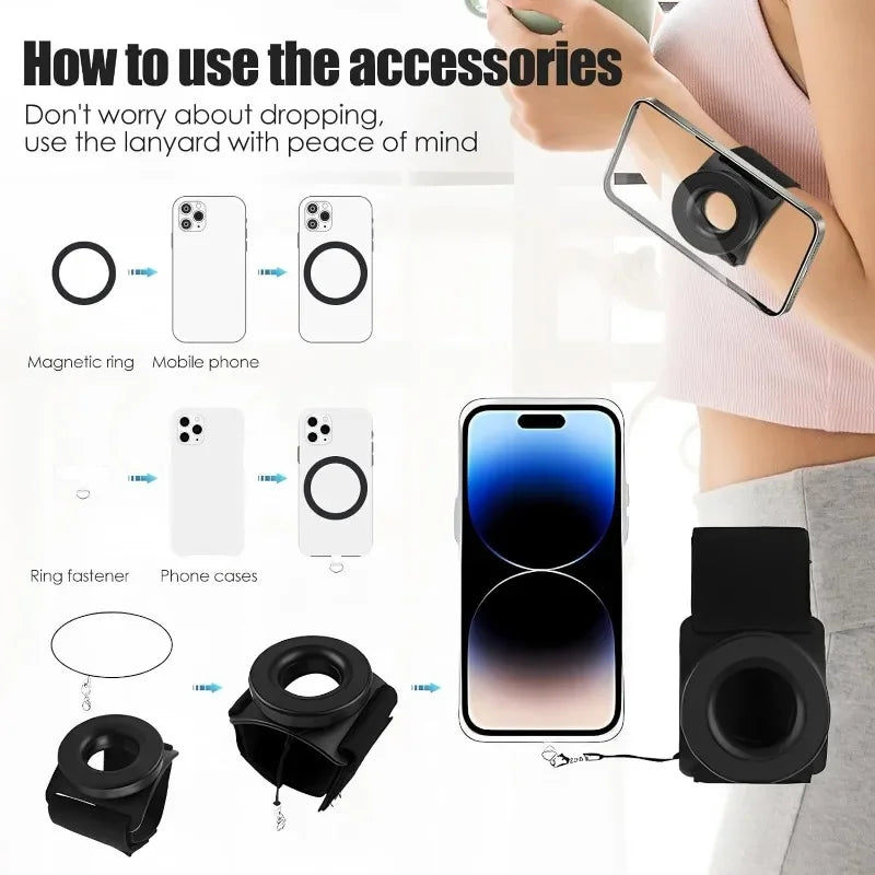 Strong Magnetic Suction Bracket Running Phone Holder Mobile Phone Holder Wrist Strap Arm Dedicated for IPhone 15 Pro Max Samsung Oasis Select