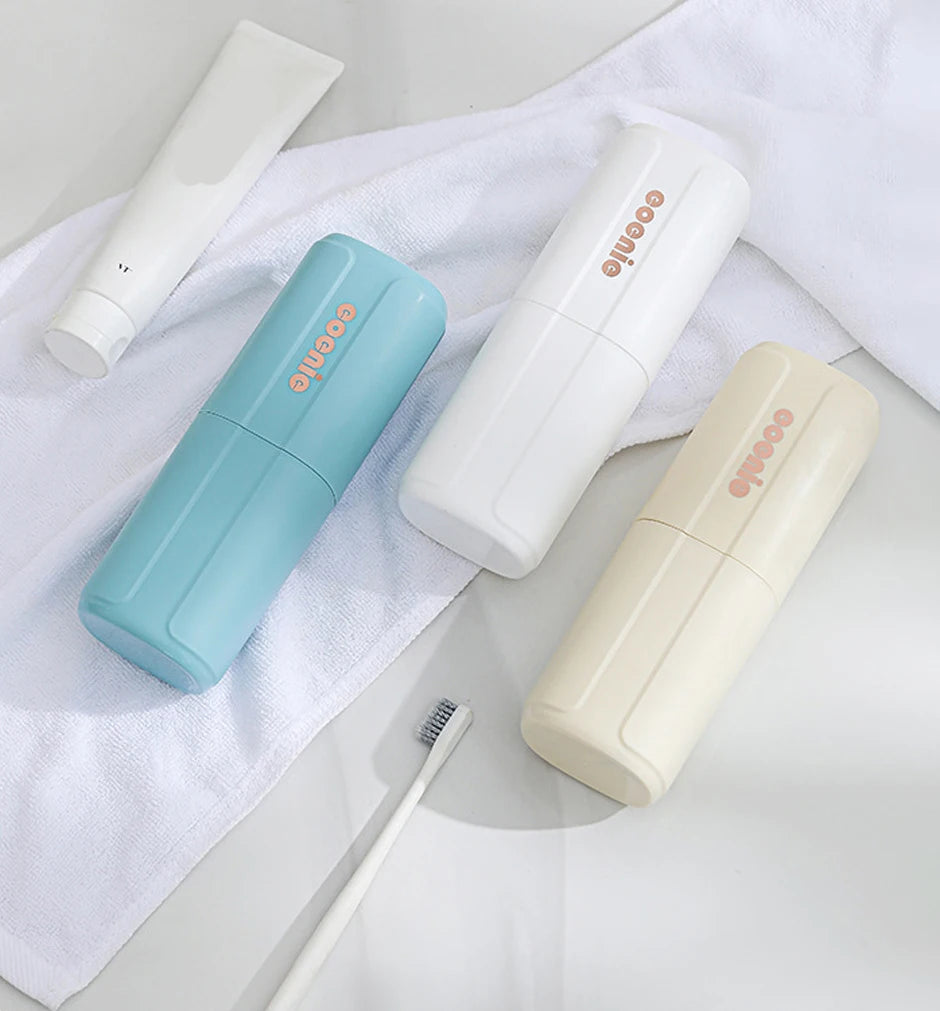 Travel Toothbrush Organizer & Mouthwash Cup | Portable Case