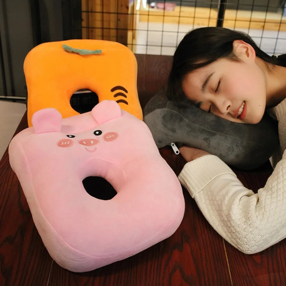 Cartoon Animal Nap Pillow – Soft Ring Desk & Travel Rest Pillow