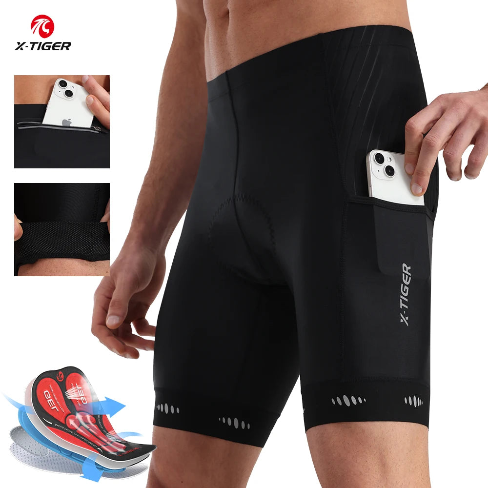 X-TIGER Men Cycling Shorts with Back Pocket 5D Gel Padded Bike Shorts for Men Mountain Road Biking Riding Half Pants Tights Oasis Select