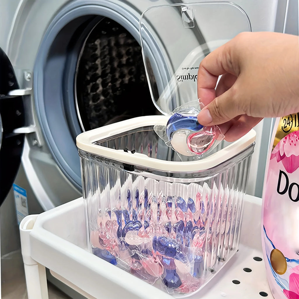 Laundry Capsule Container, 100 oz Laundry Detergent Container with Scoop, Jar with Seal and Pop-Up Lid Oasis Select