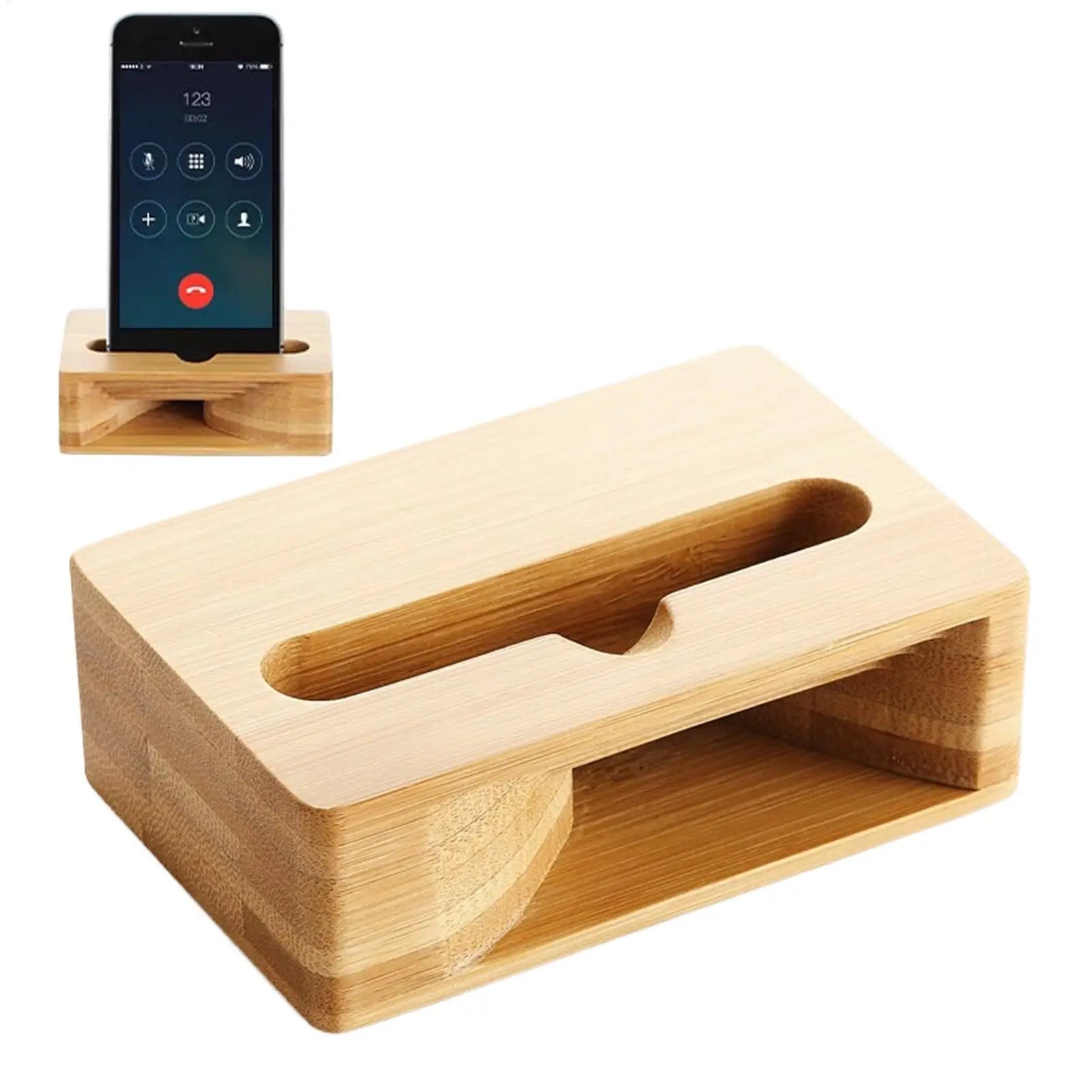 Wooden Phone Speaker Desktop Wooden Cell Phone Speaker Amplifier Phone Dock Clear Calls and Music Mobile Phone Riser Loudspeaker Oasis Select