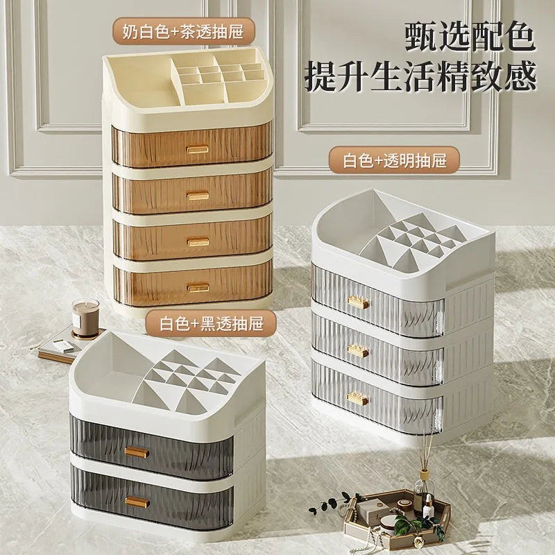 Cosmetic storage box with drawers, plastic dressing table storage cabinet, transparent desktop organiser Oasis Select