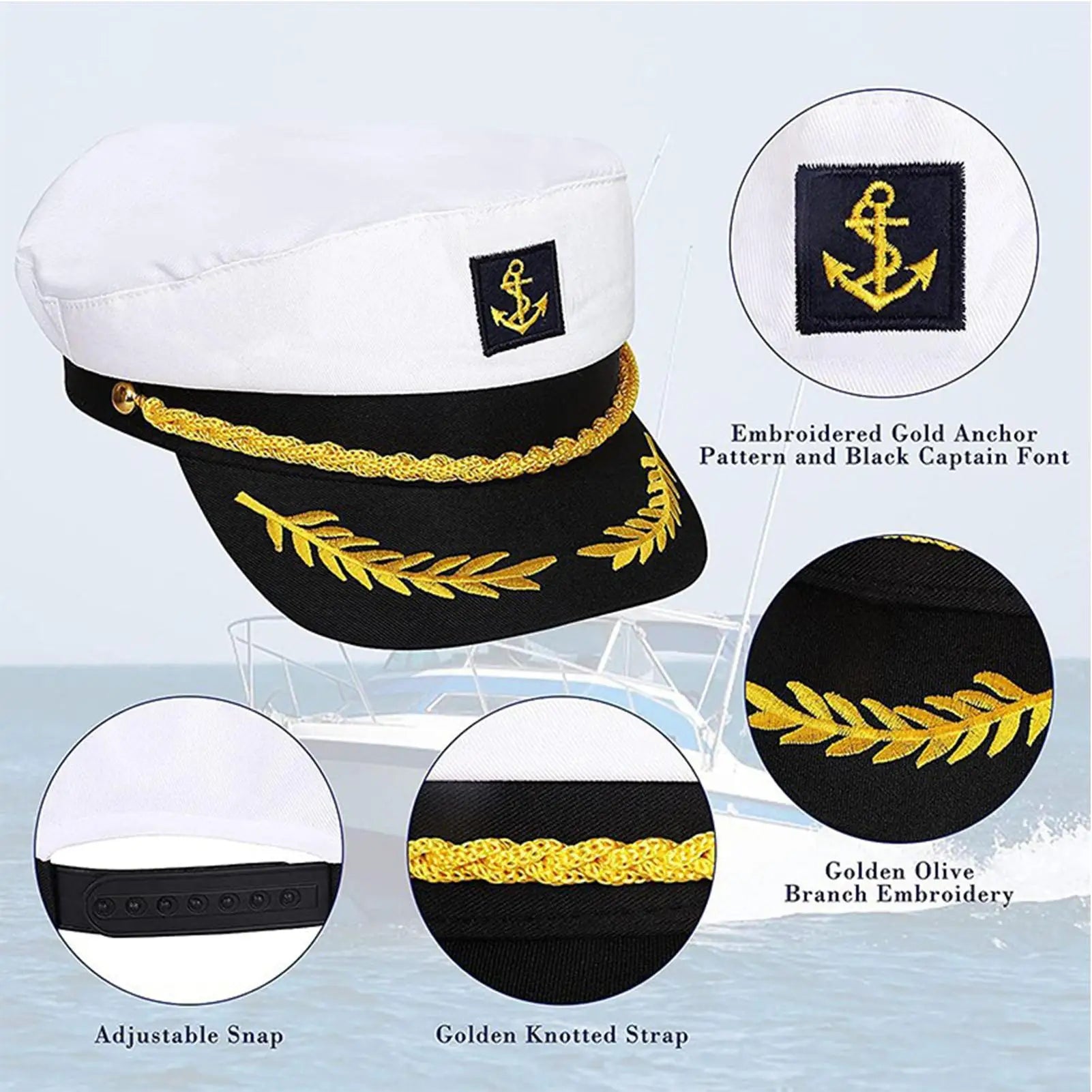 Yacht Rock Party Attire Women Adjustable Yacht Sailor Hat Costumes Apparel For Sailing Oktoberfest Nautical Boating Beach Ship Oasis Select