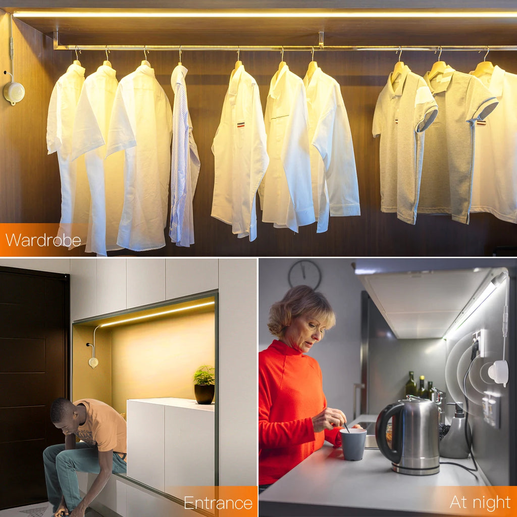 DC12V LED Light Bars Bedroom Night Induction Lamp 30CM/40CM/50CM PIR Motion Sensor For Kitchen Stair Hallway Lighting White/Warm Oasis Select
