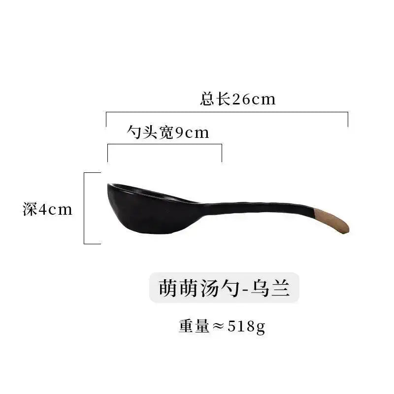Rustic Ceramic Serving Spoon Long-handled Soup Spoon Large Spoon Ceramic Tableware Oasis Select Cute Spoon - Ulan