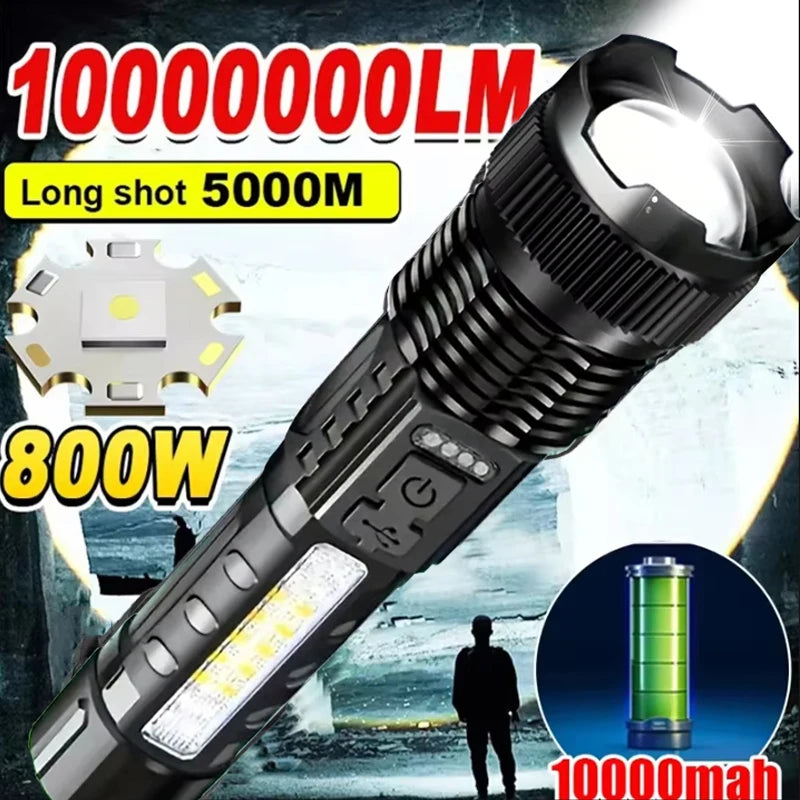 High Power LED Flashlight Type-C Rechargeable Tactical Torch with Built-in Battery Pen Clip Flashlights Outdoor Camping Lantern Oasis Select
