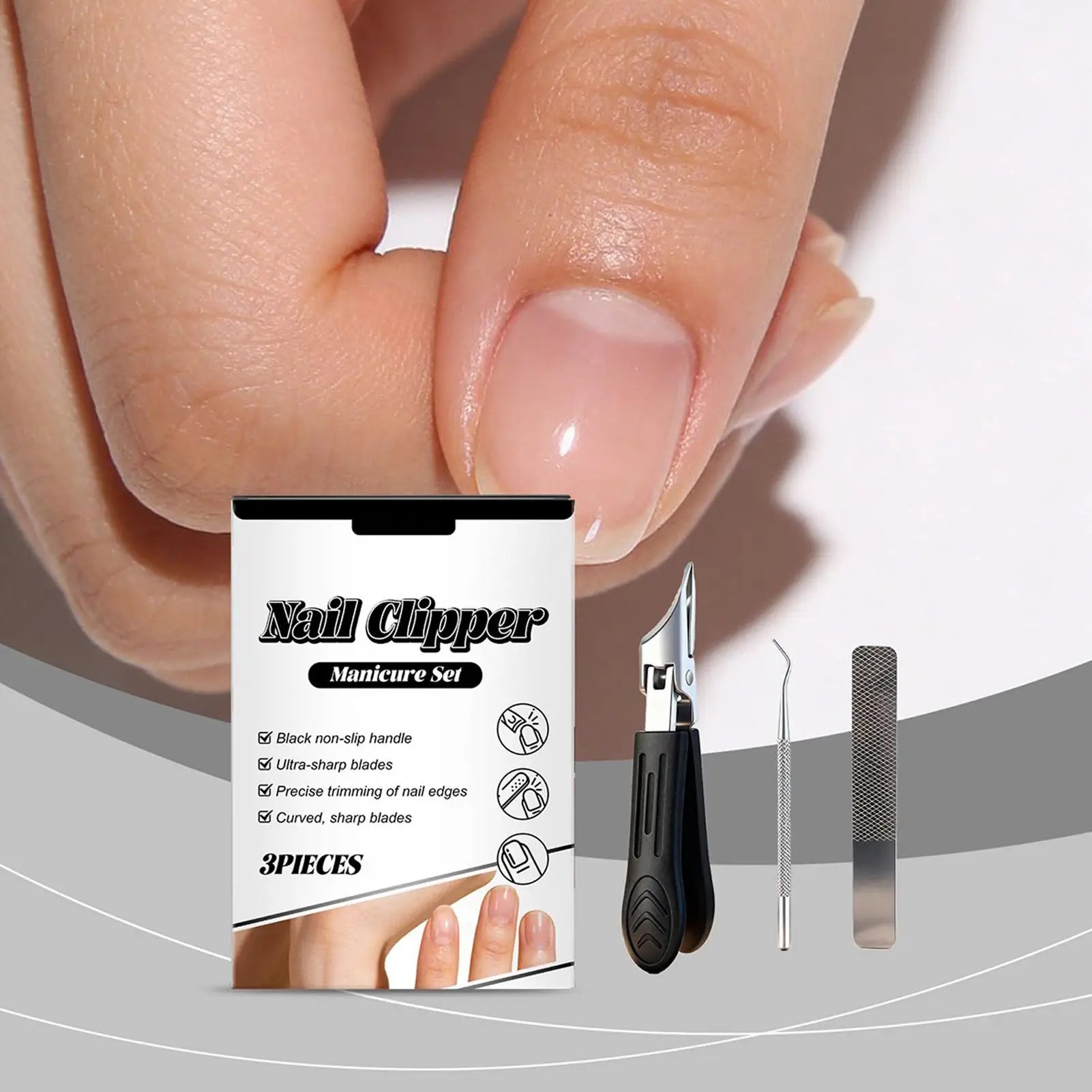 Angled Nail Clippers | Wide Opening Anti-Splash Trimmer Set Nail Clipper Set Oasis Select