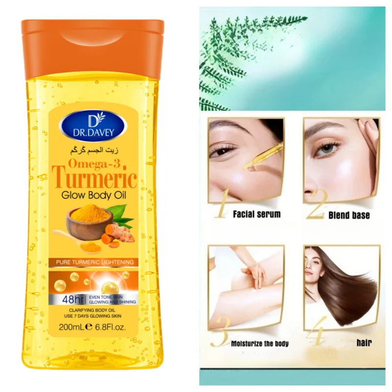 DR.DAVEY Turmeric Omega-3 Glow Body Oil 200ml – Moisturizing