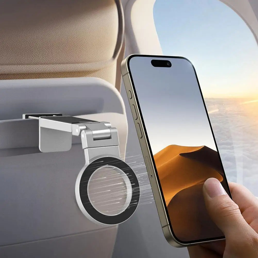 Universal Magnetic Phone Holder – Foldable Airplane Travel Mount