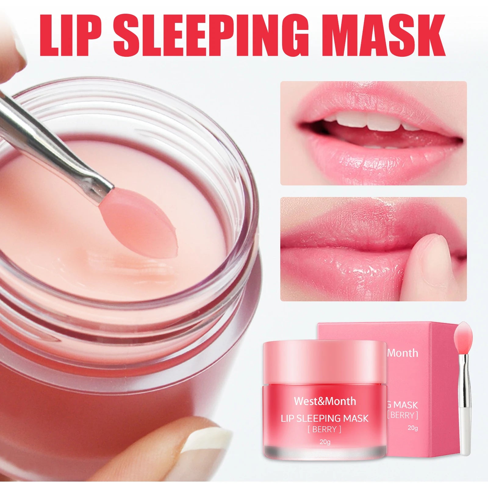 WEST MONTH Berry Lip Sleeping Mask – Moisturizing Lip Balm 20g Lip Sleeping Mask Oasis Select