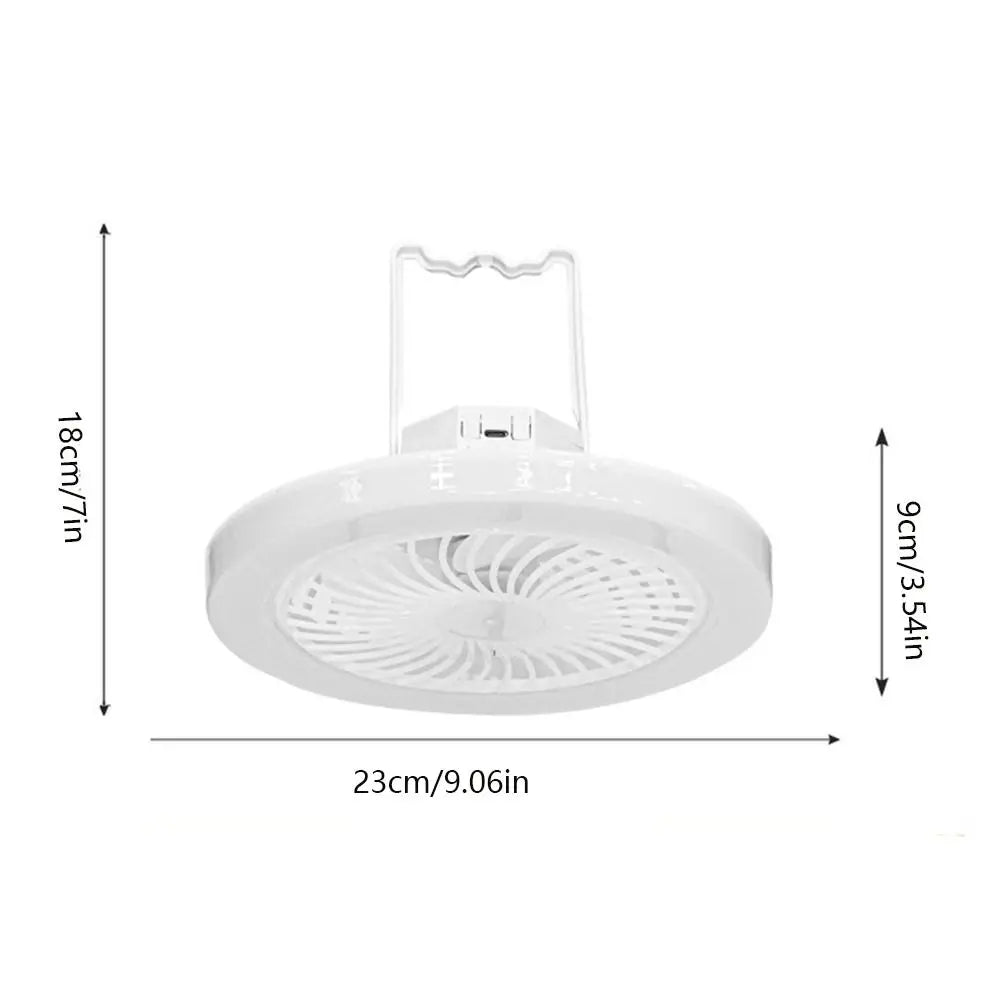 USB Rechargeable Ceiling Fan Light Super Quiet 3 Color Light Modes Hanging Fan Lamp Energy Saving Hooked & Stand Design Oasis Select