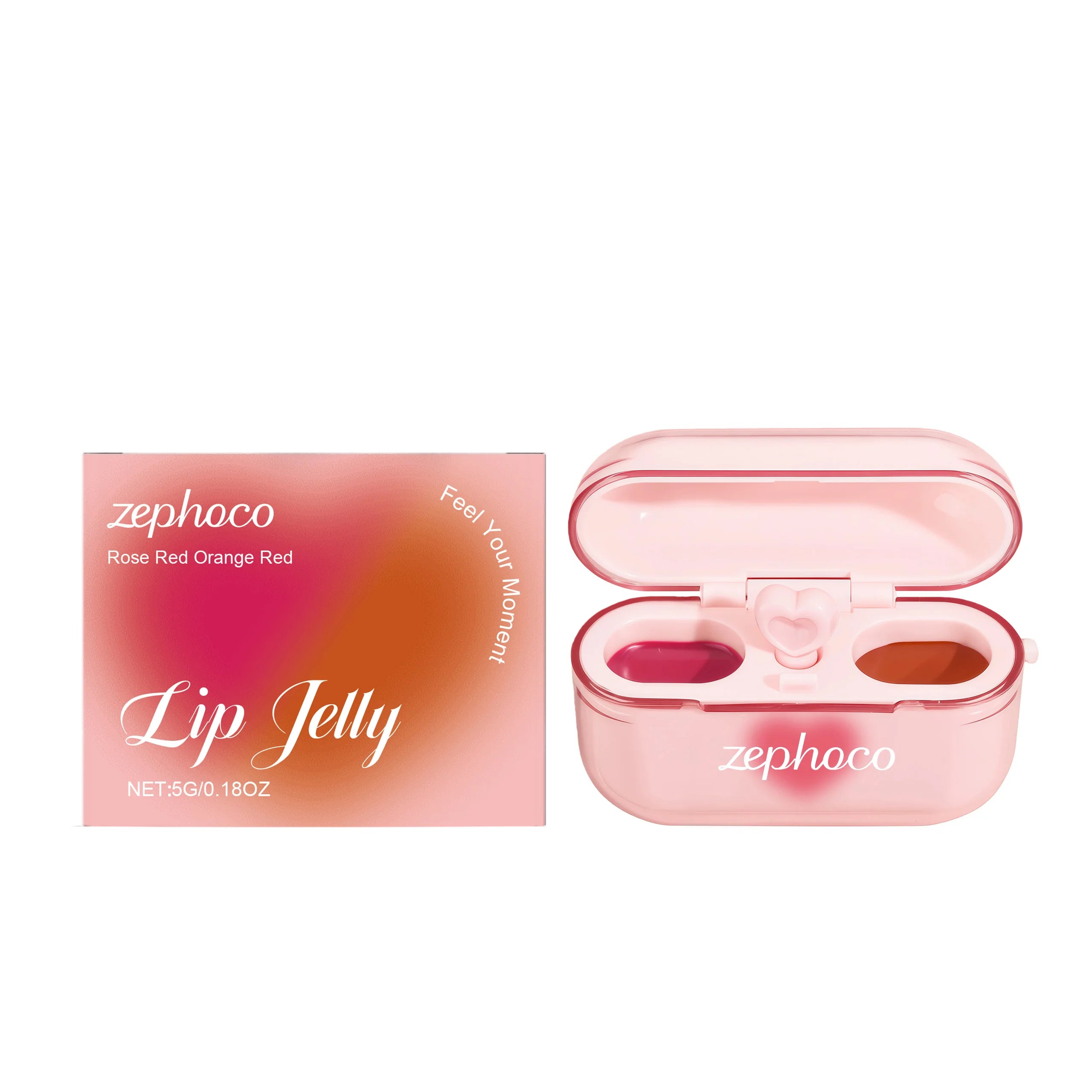 Earphone Case Long-Lasting Moisturizing Two-Tone Jelly Lip Gloss Shiny Delicate Soft Natural Smooth Multi-Functional Lip Makeup Oasis Select Magenta ang Orange