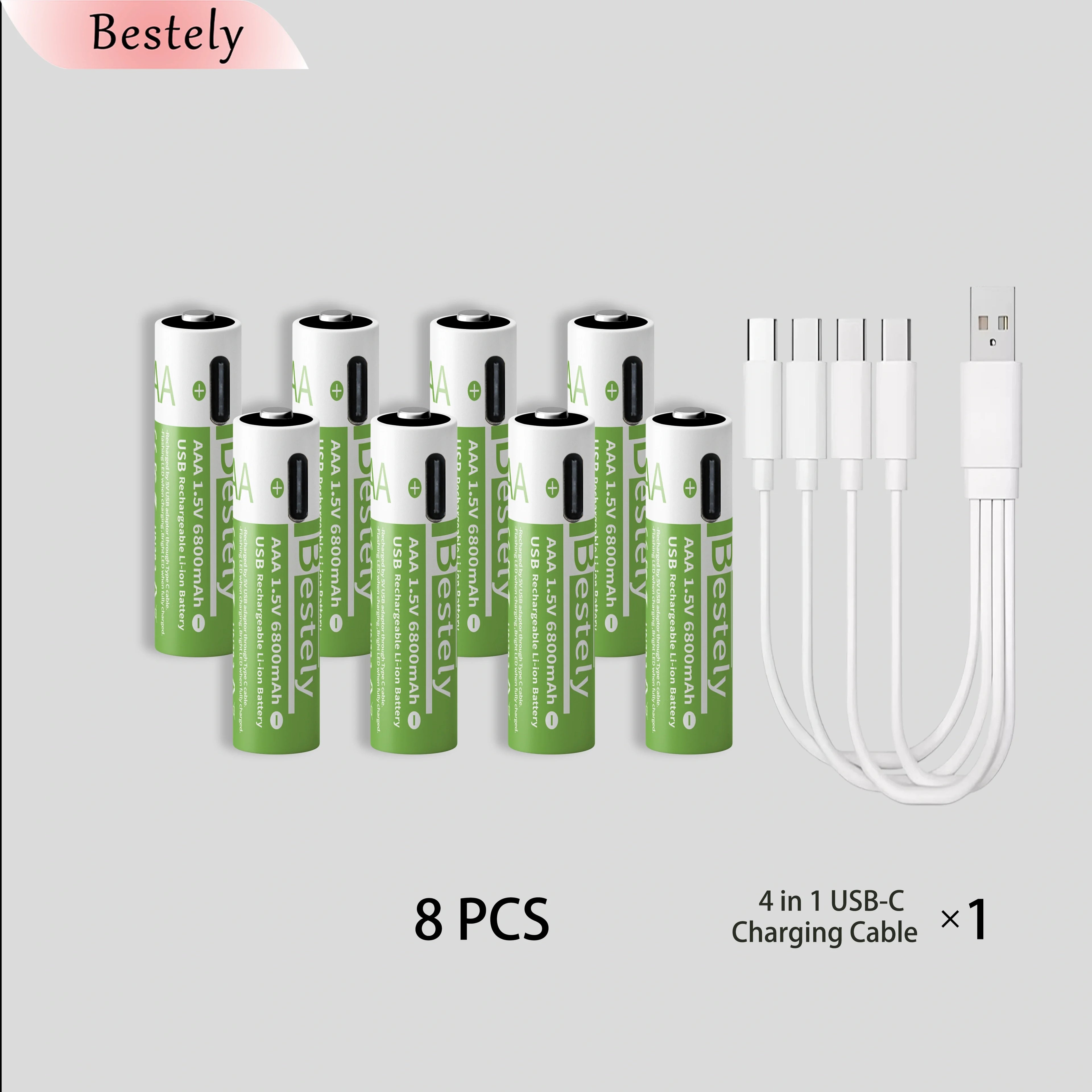 New AA 12000mAh+AAA 6800mAh Rechargeable Batteries Lithium-ion 1.5V AA Rechargeable Batteries 1.5V AAA Battery with USB-C Cables Oasis Select 8PCS Batteries 1.5V China Mainland