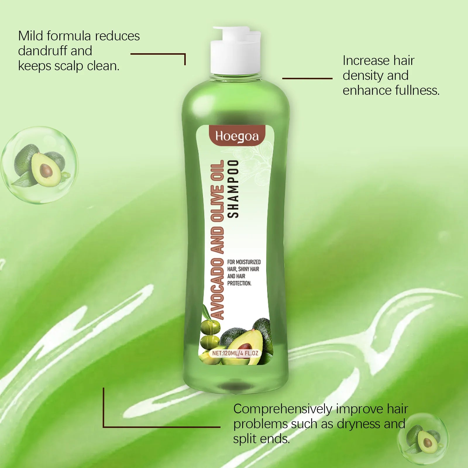 Hoegoa Avocado Oil Hair Care Set Improve Growth Thicken Deep Cleaning Plants Extract For Silky Hair Shampoo Conditioner Products Oasis Select