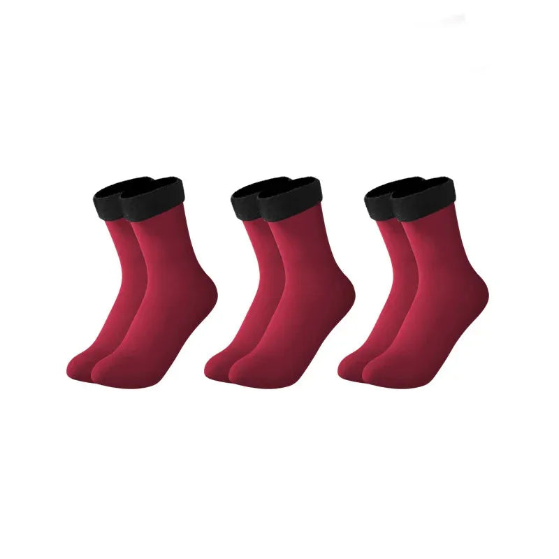 1/2/3pairs Snow Socks Middle Tube Solid Winter Plus Velvet Thick Keep Warm And Cold Socks Comfortable Mens Womens Floor Socks Oasis Select