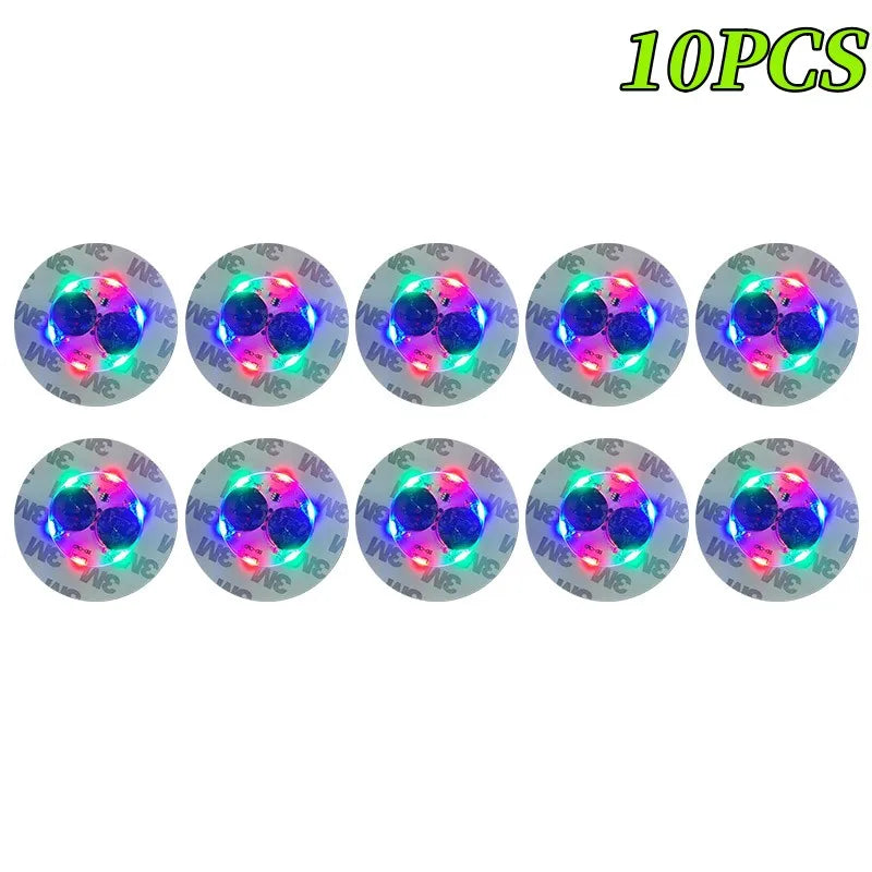 5/10/30PCS LED Coaster Lights Bar KTV Wedding Party Cocktail Drink Cup Vase Lighting Luminous Bottle Stickers Decoration Oasis Select Multicolor 10PCS