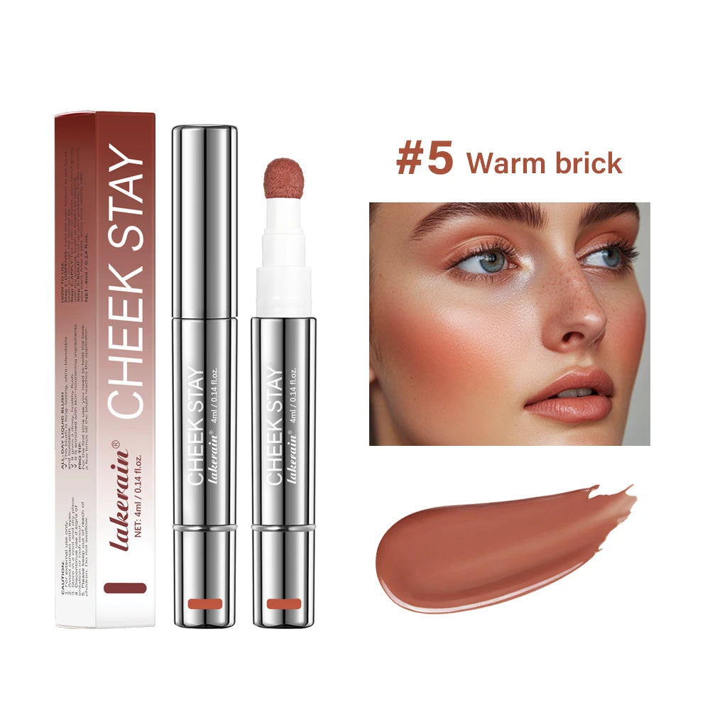 Cheek Blusher long lasting All-Day Liquid Blush makeup Silky texture blendable Colors Sponge Applicator Blush makeup Oasis Select 5Warm brick