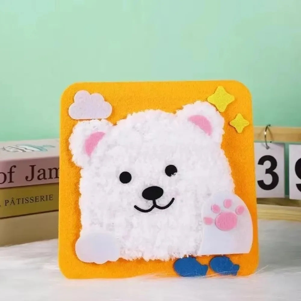 Sewing Needle and Thread Painting DIY Embroidery Set with Sticker DIY Handcraft Kit Educational Children's Hand Puppet Making Oasis Select Polar Bear