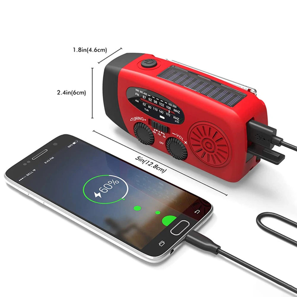 Solar Hand Crank Emergency Radio AM/FM/NOAA + USB Charger