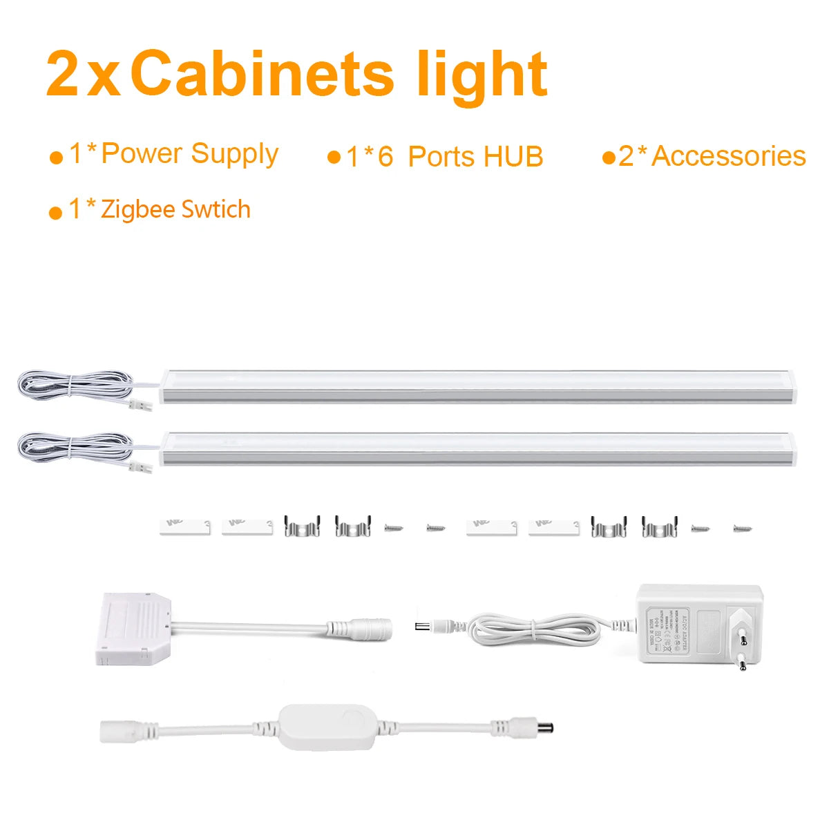 Smart Zigbee Cabinet Lighting 12V Tuya Dimmable Under Cabinet Lamp 12V 30CM 40CM 50CM LED Bar Light for Closet Wardrobe Lighting Oasis Select 2x LED Bar EU Plug WHITE 50cm