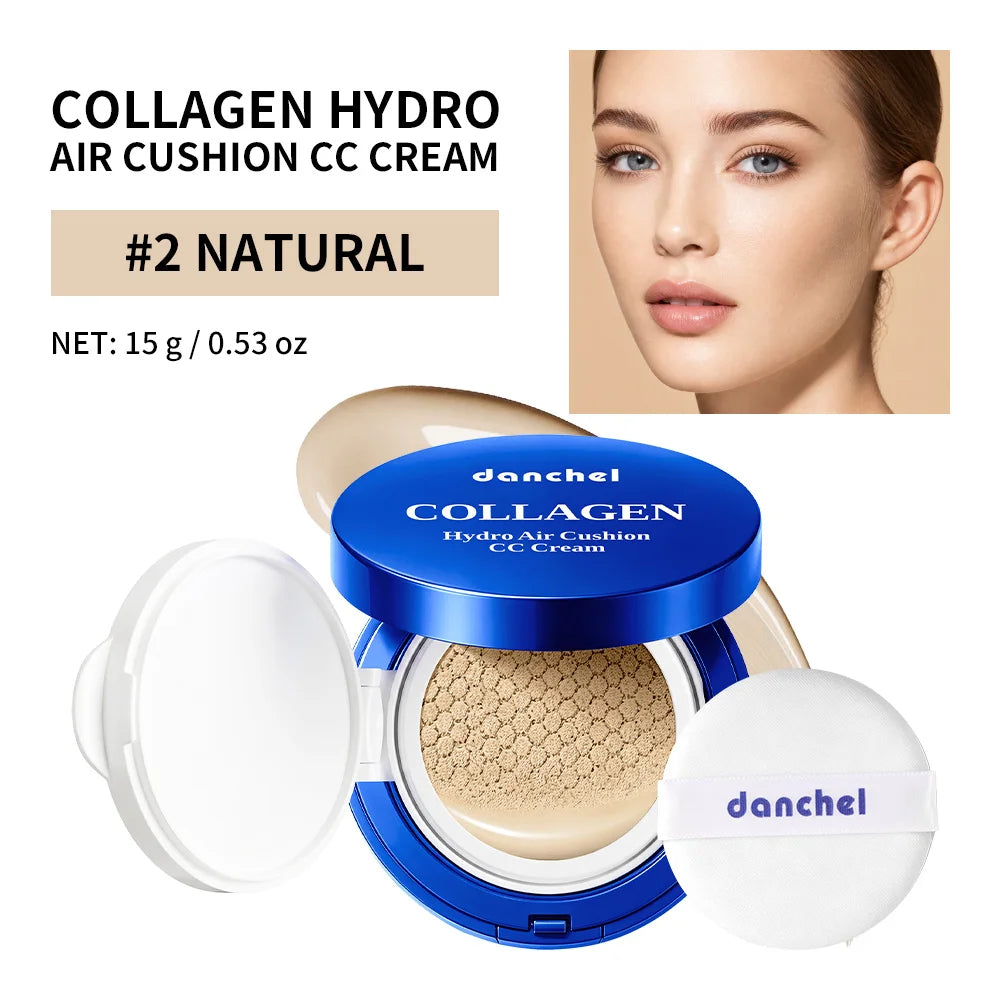 Collagen CC Cream Air Cushion Foundation Long-Wearing Hydrating Natural Concealing Foundation Waterproof Sweatproof Face Makeup Oasis Select Natural