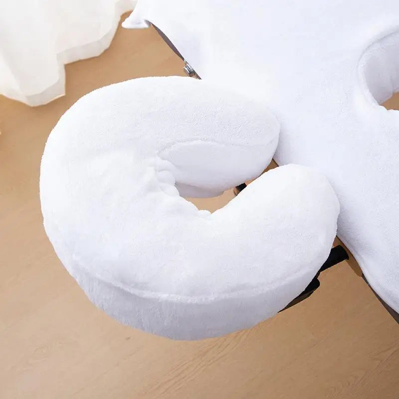U-Shaped Facial Pillow Cover Microfiber Face Cradle Covers Large Size Soft And Reusable Massage Headrest Cover Beauty Supplies Oasis Select White