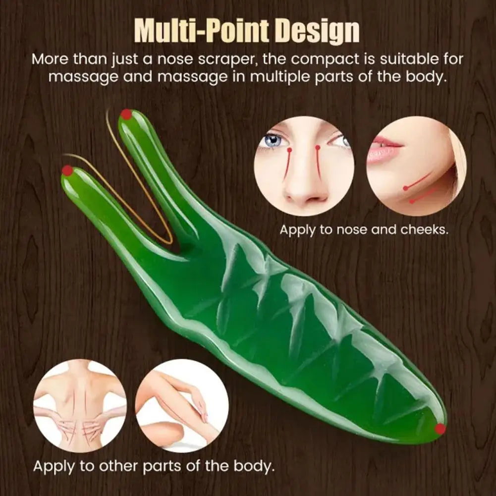Resin Face Lifting Stone Guasha Scraping Facial Gouache Y-shaped Fork Massage Plate Nose Massage Trigger Point Nose Massager Oasis Select