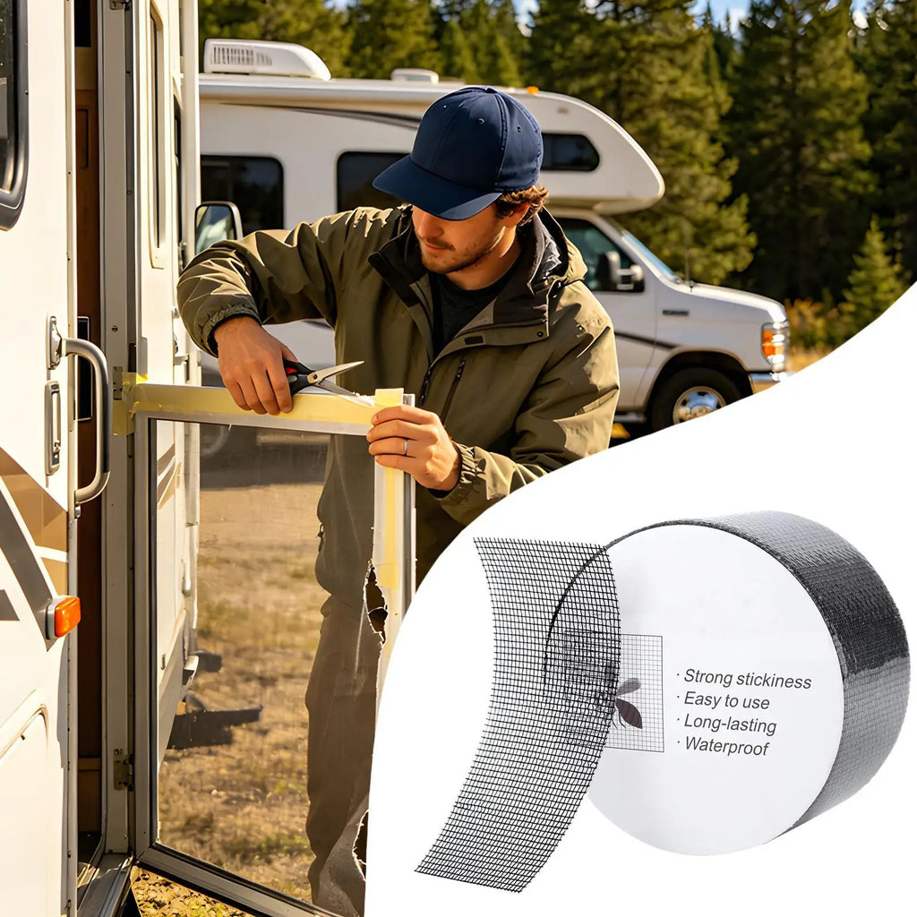 Window Screen Repair Tape Strong Adhesive Cuttable Universal Screen Window Mend Patches for Patio RV Camper Pool Railings Oasis Select