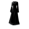 Women's Medieval Renaissance Trumpet Sleeve Lace Maxi Gown Renaissance Costume Dress Oasis Select Black XL