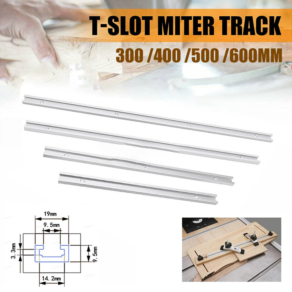 1Pc T-Slot Track 300-600MM Woodworking Chute Rail 19x9.5mm Miter Jig Tools For Woodworking Router Hand Tools Oasis Select