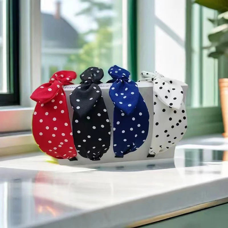 Polka Dot Bow Headband – Non-Slip Hair Hoop for Women & Girls Hair Headband Oasis Select