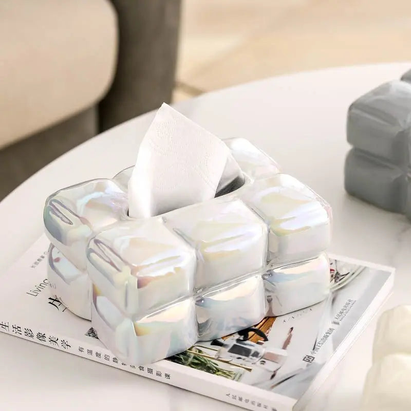 Luxury Chocolate Tissue Box Cover Ceramics Tissue Box High-grade Home Creative Napkins Tissue Holder Livingroom Table Decoration Oasis Select