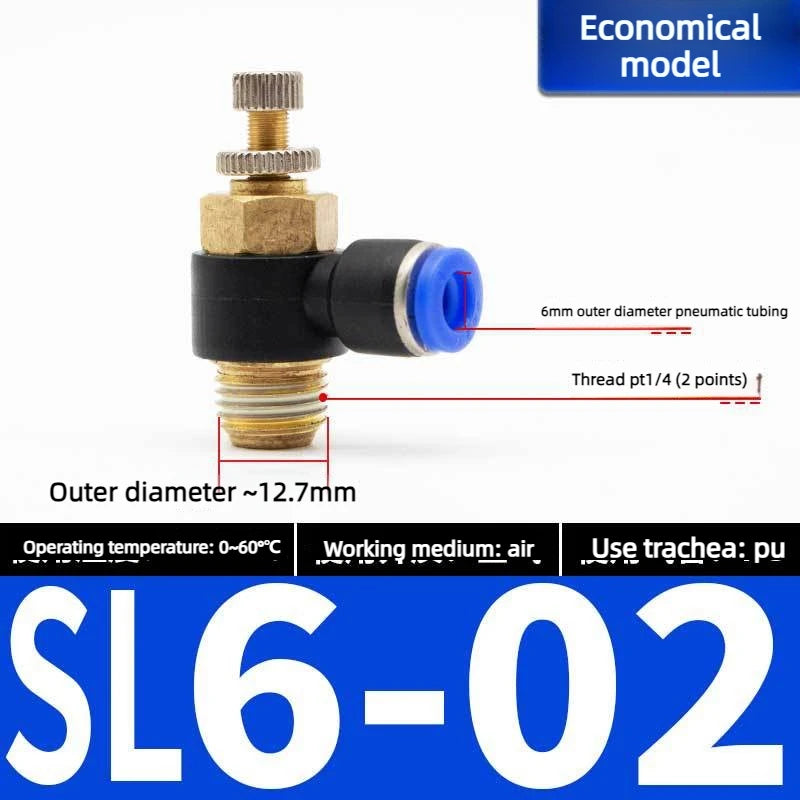 Quick Connect Pneumatic Connector "1/8" 1/4 "3/8" 1/2 M5 Air Speed Throttle Valve Regulating SL 4 6 8 10 12mm Valve Oasis Select Blue SL6-02