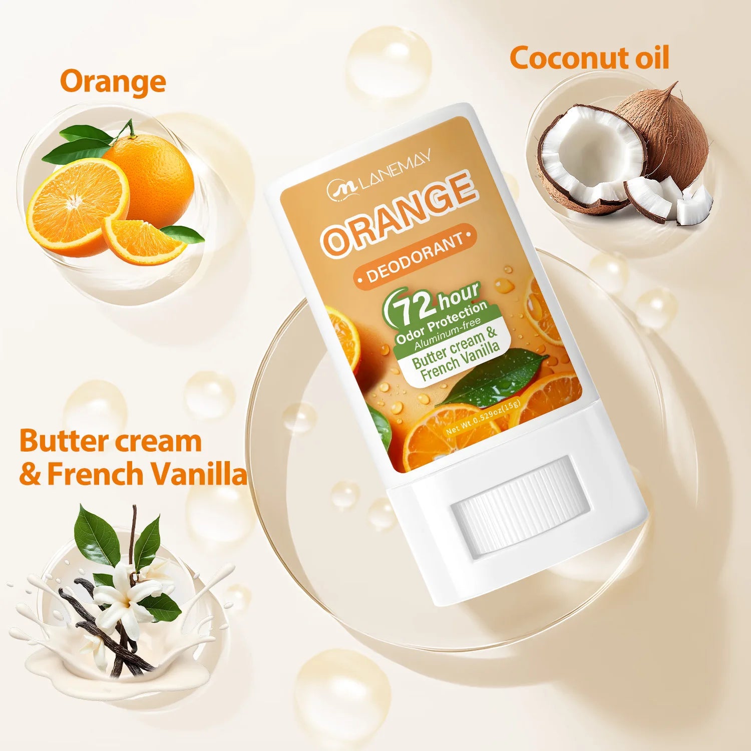 Aluminum-Free Deodorant Stick – Orange Buttercream & Vanilla