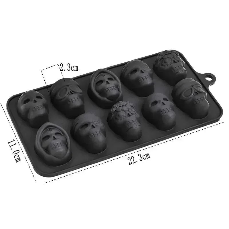 Skull Ice Cube Mold 10-Grid Skull Ice Mold for Halloween Kitchen Tools Reusable Making Accessory for Chocolate Ice Cream And Oasis Select