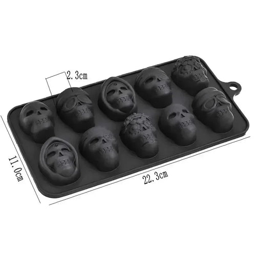 Skull Ice Cube Mold 10-Grid Skull Ice Mold for Halloween Kitchen Tools Reusable Making Accessory for Chocolate Ice Cream And Oasis Select
