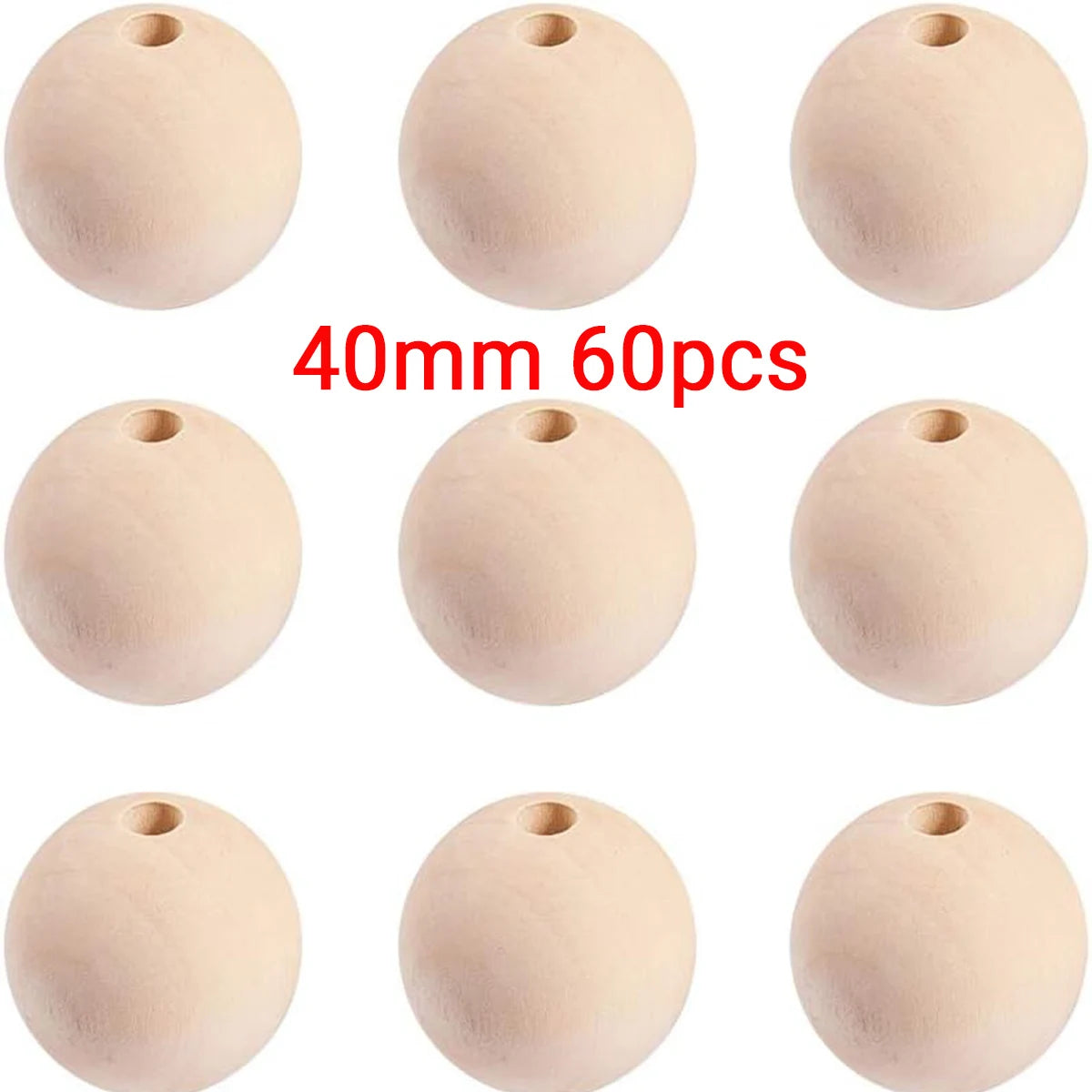 30-400pcs wooden beads round separator wooden balls 20/30/40 mm lead-free beads for jewelry making DIY handmade accessories Oasis Select 40MM 60PCS